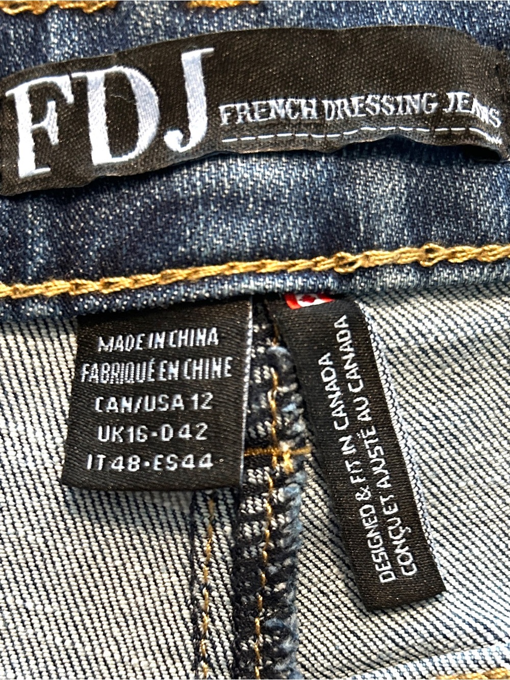 💐FDJ Medium Blue Floral Embroidered Slit Women's Jeans Sz.12 - Picture 3 of 7